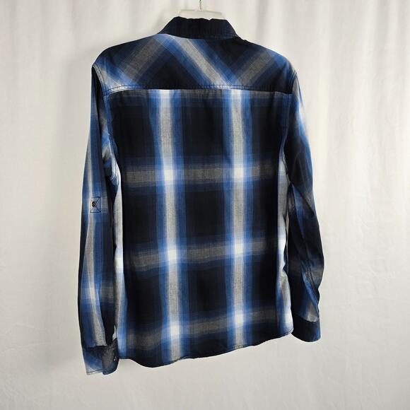 Urban Pipeline Button Down Flannel Shirt Men's M Blue White Easy-Care Fabric - Picture 14 of 16